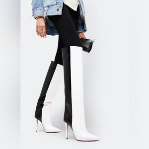 NEW Christian Louboutin Astrilarge Botta 100  Two Tone Over The Knee  Boots 36.5